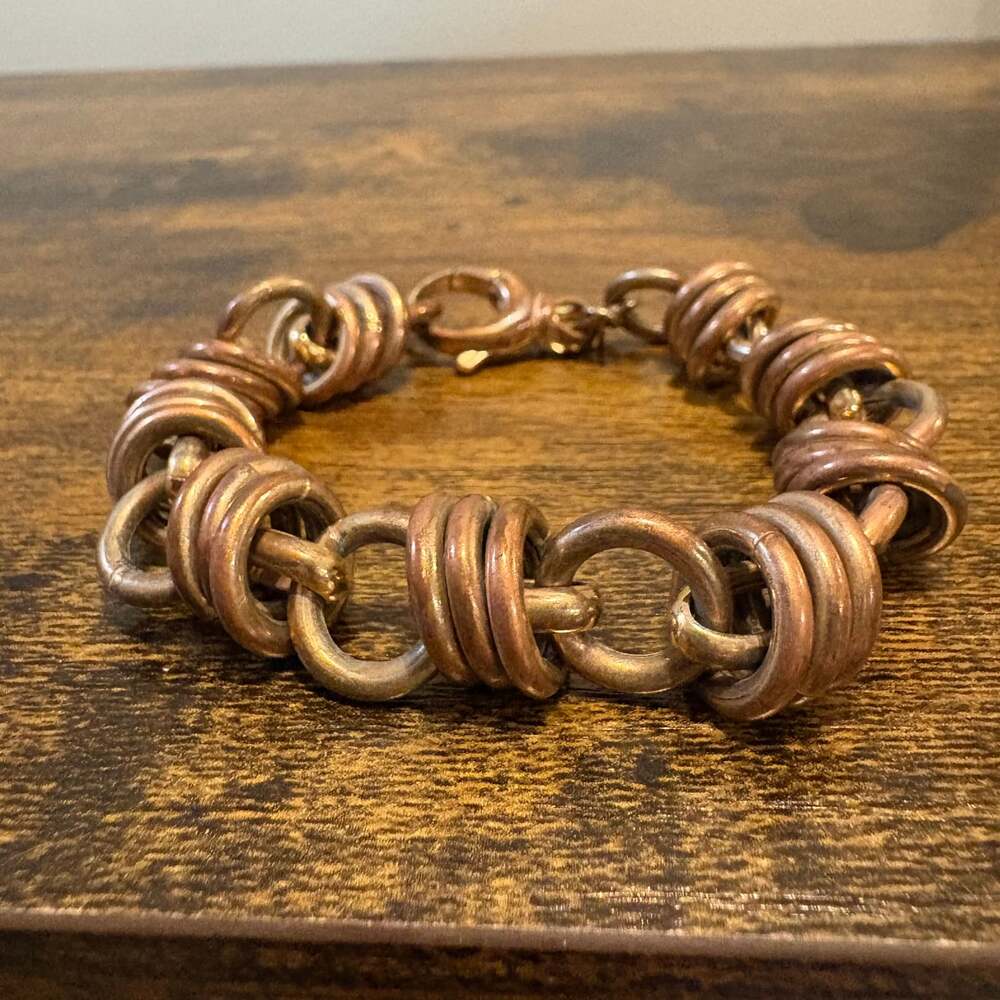 Milor Italy Bronze Chunky Link Bracelet Sculptural Statement Jewelry